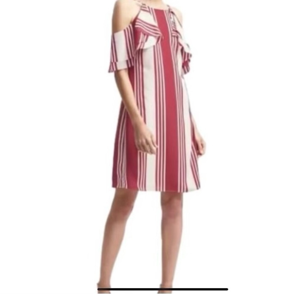 Banana Republic Off The Shoulder Ruffle Red & white Dress